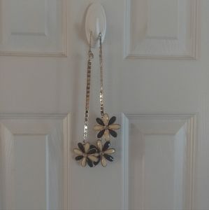 Y2k ERICA LYONS DAISY CHOKER NECKLACE 14" Blk/Wht ENAMEL SILVER PERFECT LIKE NEW